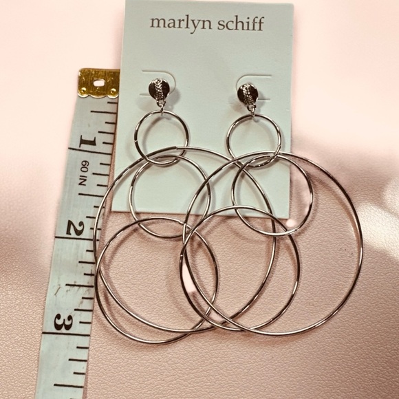 Marlyn Schiff Silver Multi-Hoop Statement Earrings - Picture 5 of 5